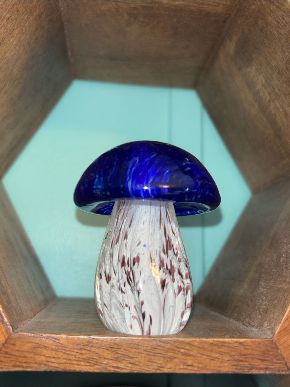 Murano inspired Handblown Glass Mushroom Art  vintage cottage-core decor